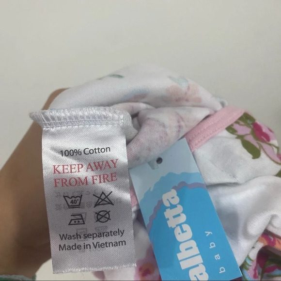 NWT Albetta Baby White and Pink Floral Ruffle Flutter Hem Playsuit - Picture 9 of 9